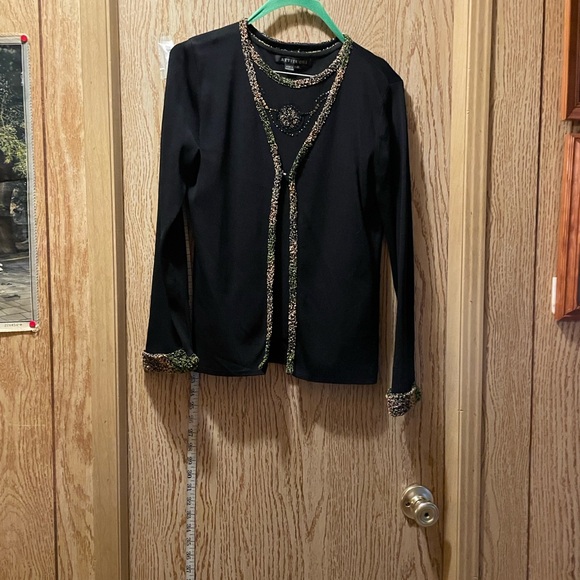 Elegant Black Beaded Tank Top - Picture 1 of 11